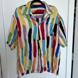 Colorful vintage striped button-up shirt!